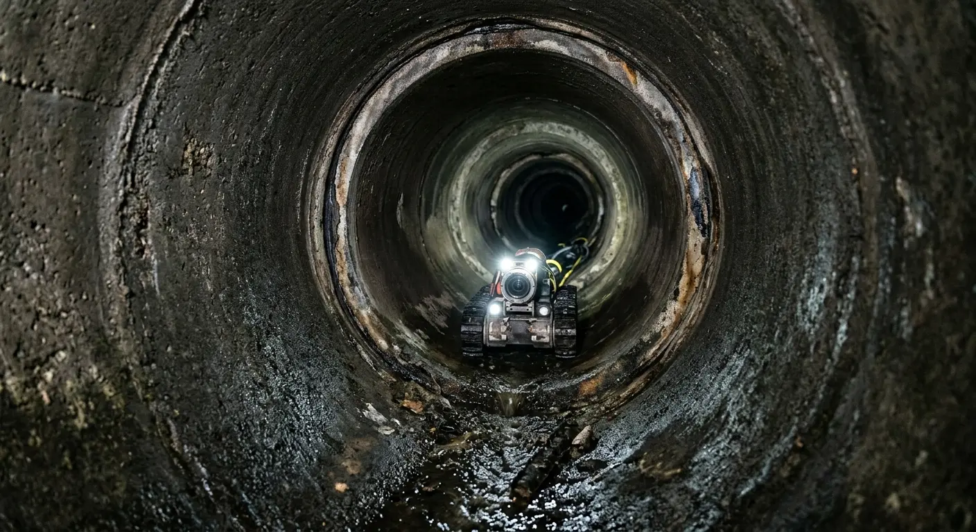 Robotic sewer camera inspecting pipe interior for Drain Snake Service in Glencoe